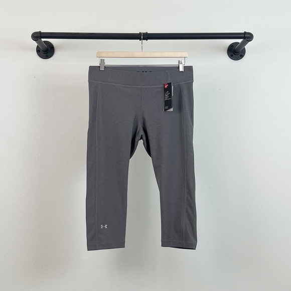 NWT Under Armour HeatGear Armour Compression Capri Charcoal Light Heather - Picture 4 of 7